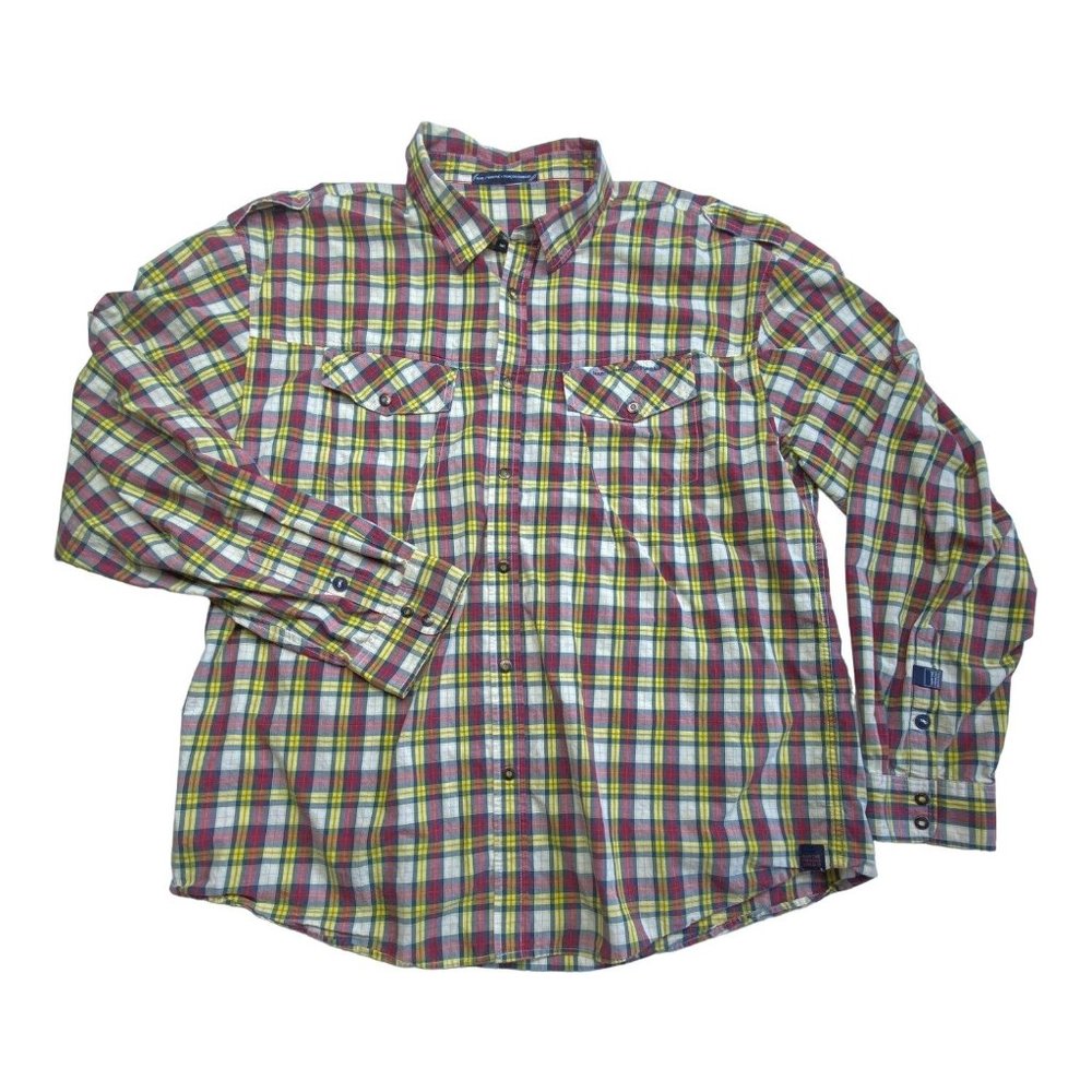 Blue Marithe Francois Girbaud Red Yellow Blue Plaid Button Up Shirt 3XL